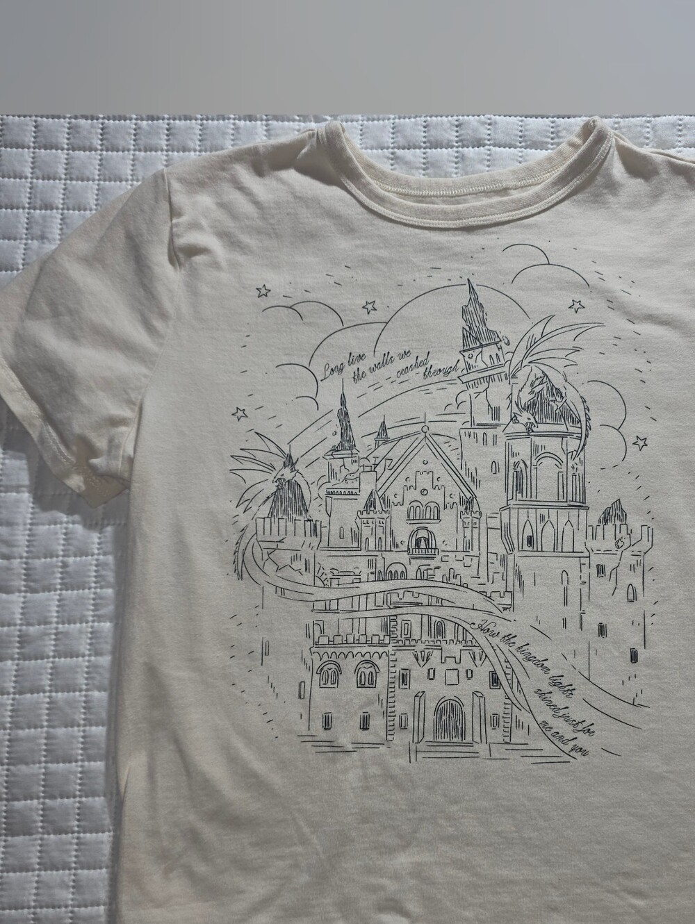 Taylor Swift Cream Short-Sleeve Castle Graphic Tee
